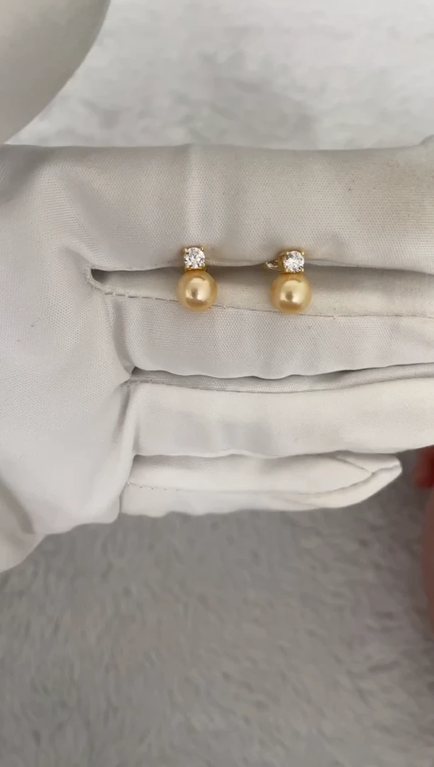 银S925镶嵌海水珍珠耳钉AK羽皇金戴妃7-7.5mm