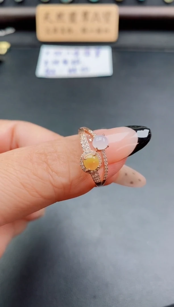 银S925镶嵌戒指翡翠1