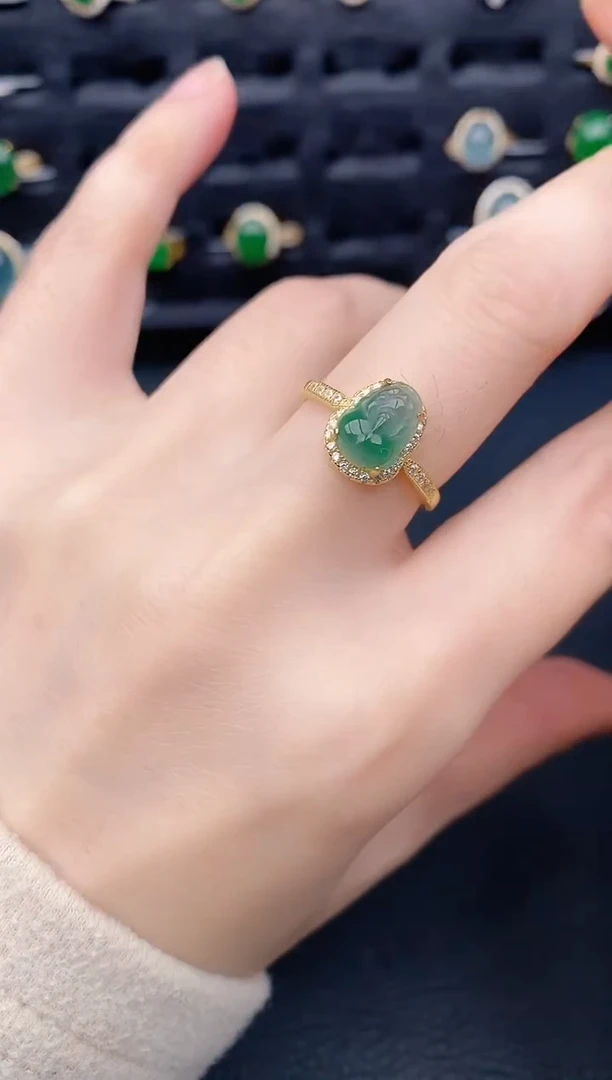 银S925镶嵌戒指翡翠天然a货翡翠120