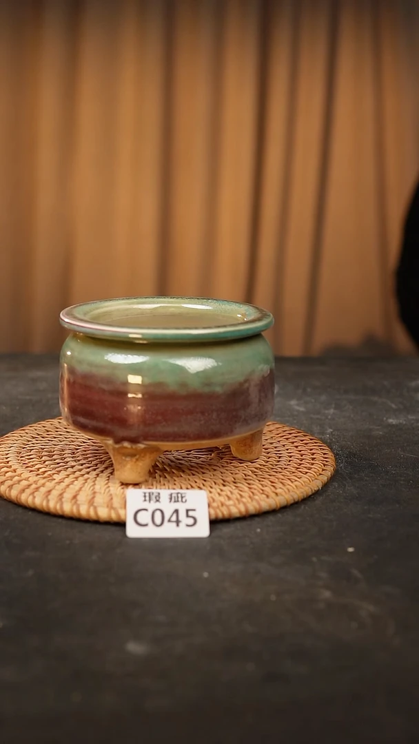 【闪购商品】瓷片045泥泥手工花盆口8高8