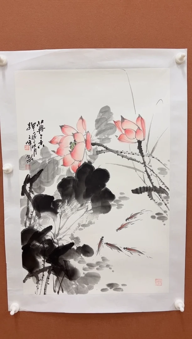 国画李文峰四尺三开写意荷花