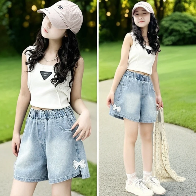 女童牛仔短裤子夏季薄款2025新款爆款中大儿童装热裤洋气宽松休闲
