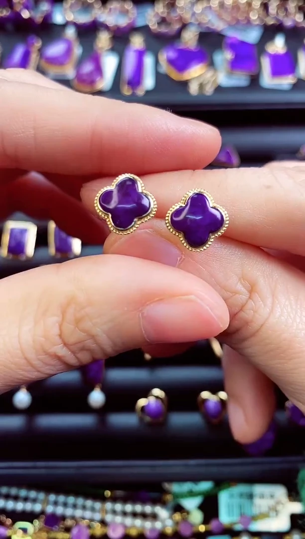 苏纪石（舒俱来）18K金镶嵌耳饰1