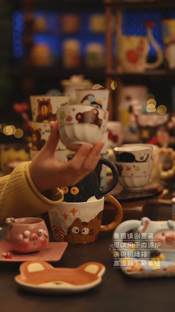 陶瓷景德镇可爱陶瓷釉下彩绘设计师款