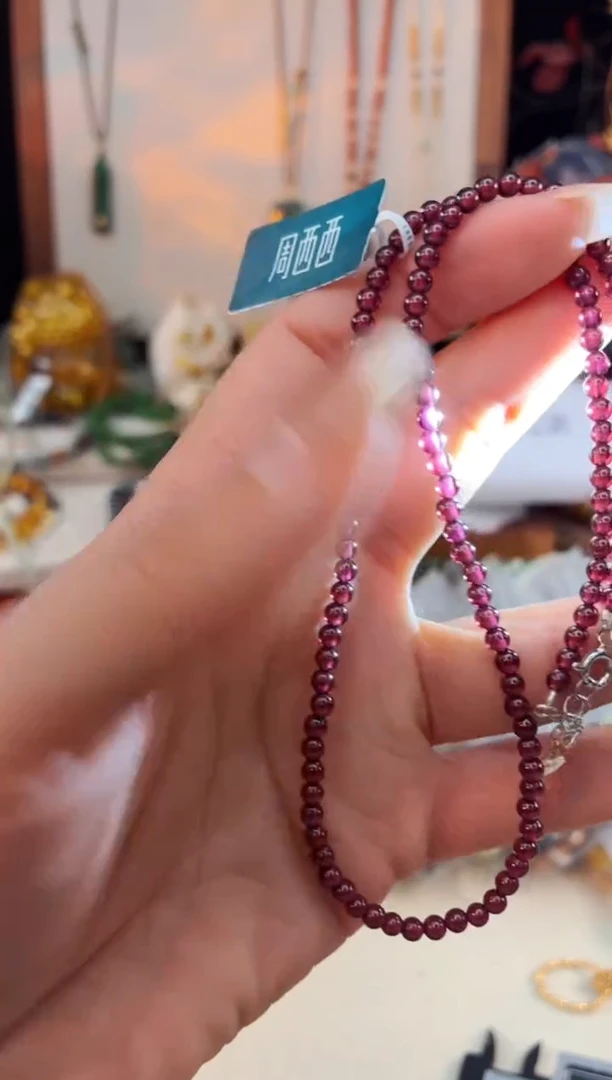 颈饰银S925镶嵌石榴石@@I042E019021