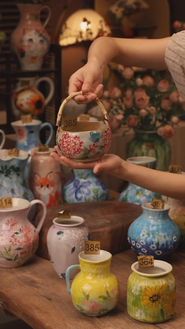 陶瓷365景德镇设计师手作花器摆件侘寂风