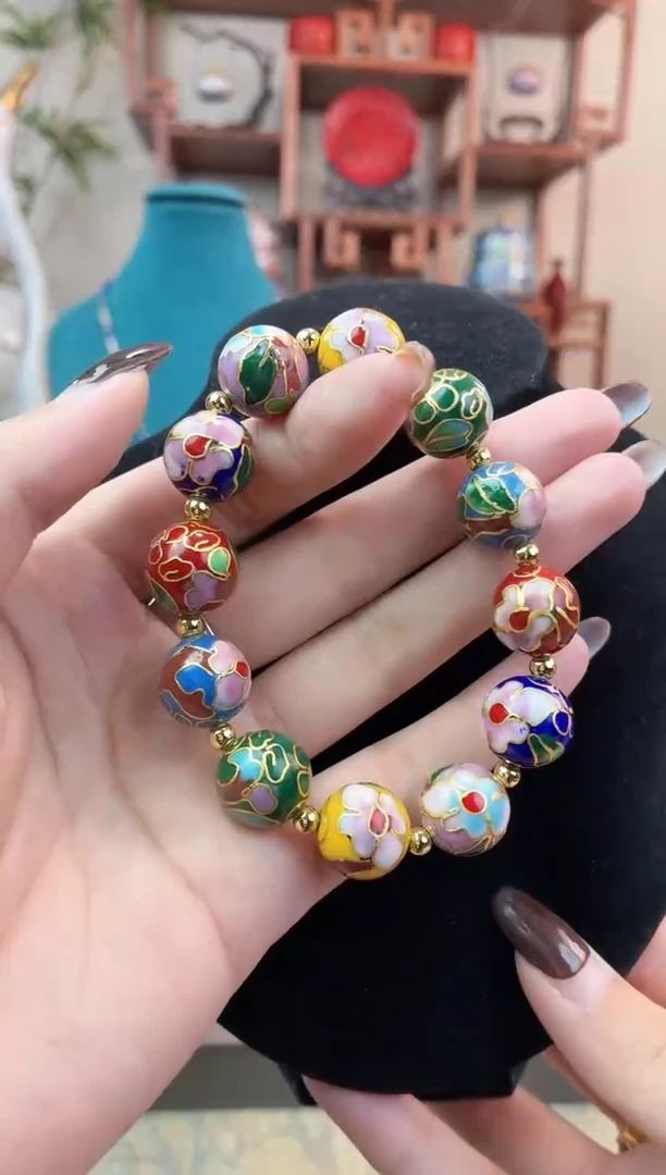 非遗手工景泰蓝1.4手串多宝色