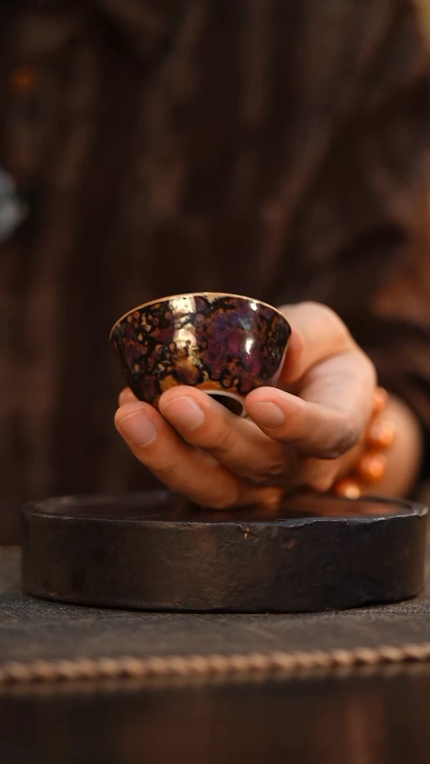 50柴房陶瓷柴烧斑鹿鸡缸杯