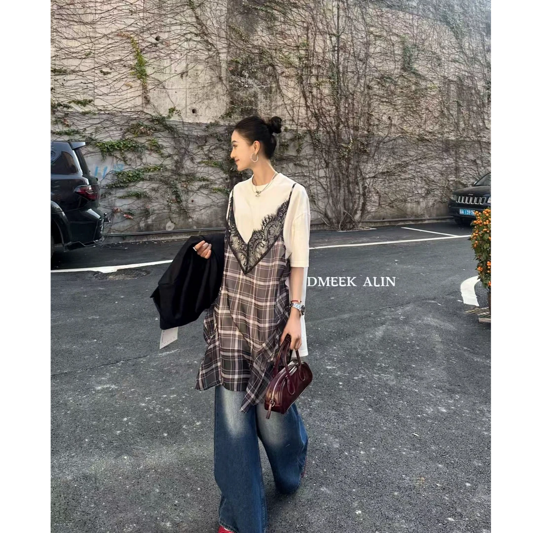 【XILIN ALIN 悠闲时光】小众设计师感假两件拼接T恤裙