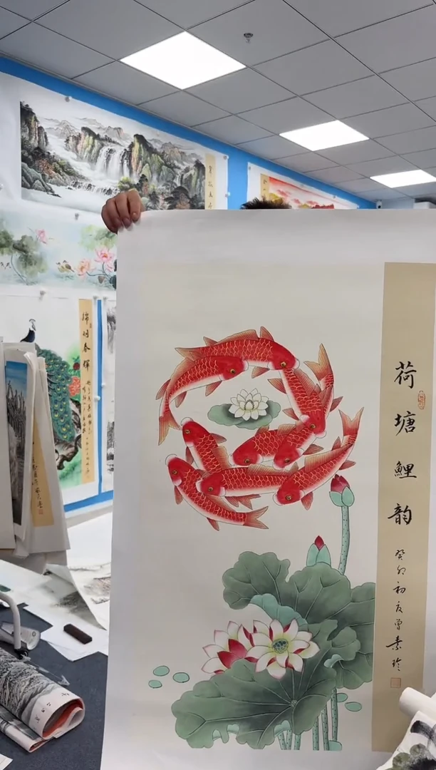 国画荷塘鲤韵同类型随机