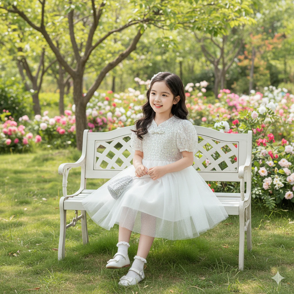 夏季婚纱晚礼服裙子发光冰雪奇缘白色公主裙公主裙纱裙连衣裙儿童