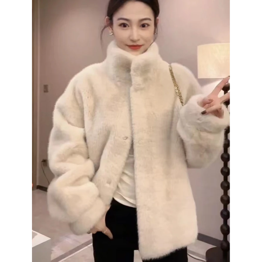 【赠运费险3】新款皮毛一体米貂外套冬季立领加厚环保毛毛时尚