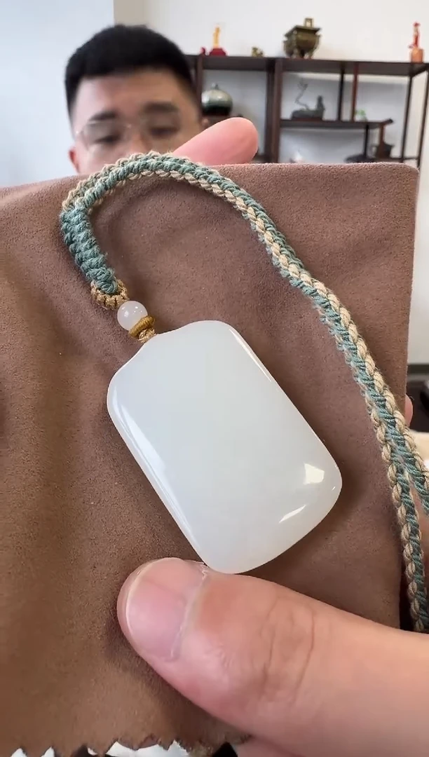 和田玉未镶嵌挂件2744白玉平安牌