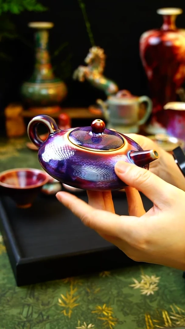 壶高温钧瓷纯手工汉扁壶