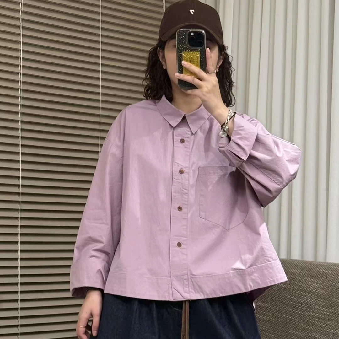 春季ins衬衫休闲翻领长袖韩版百搭