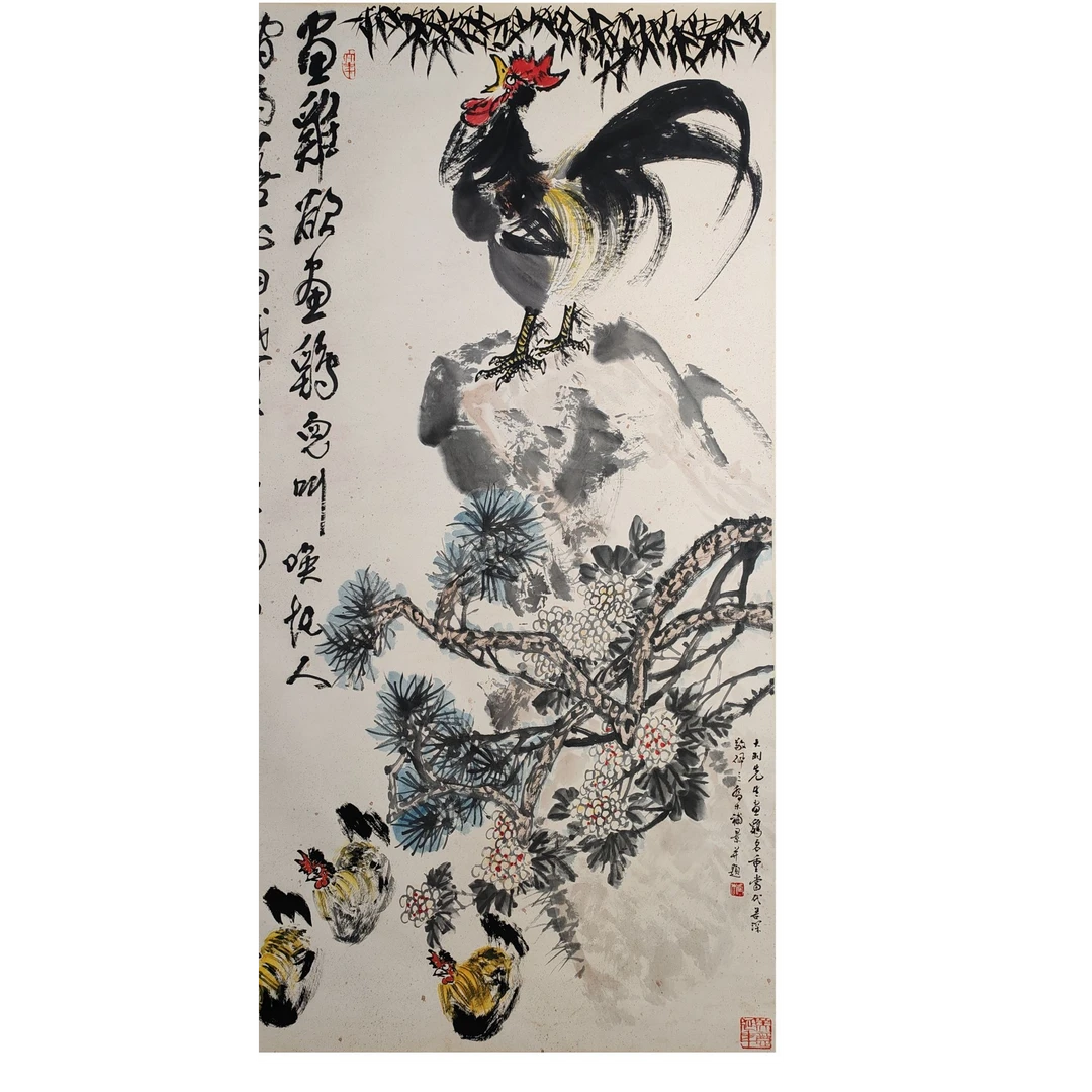 LOT.020 大羽 大吉图 178*95cm 纸本立轴 379