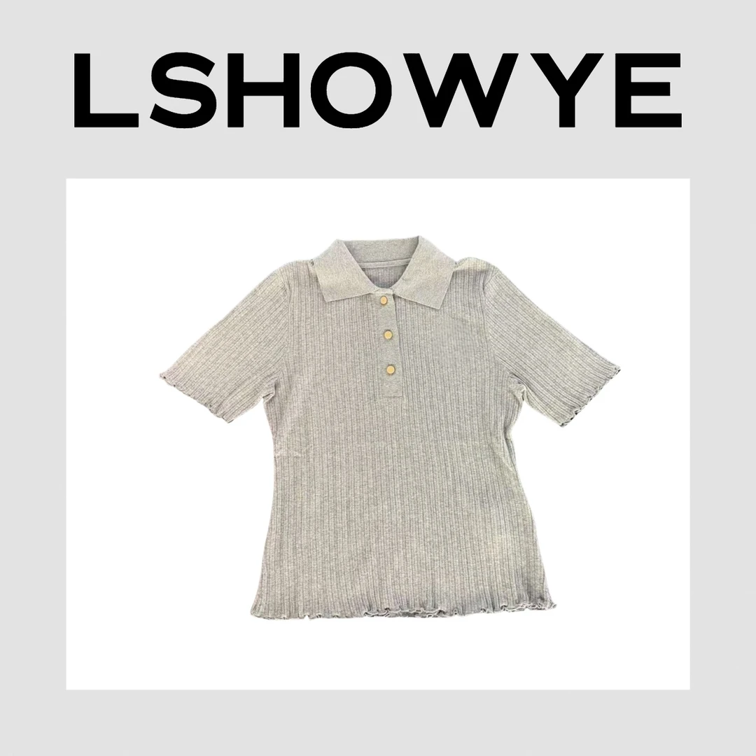 LSHOWYE｜polo领字刺绣针织上衣 ghh2211