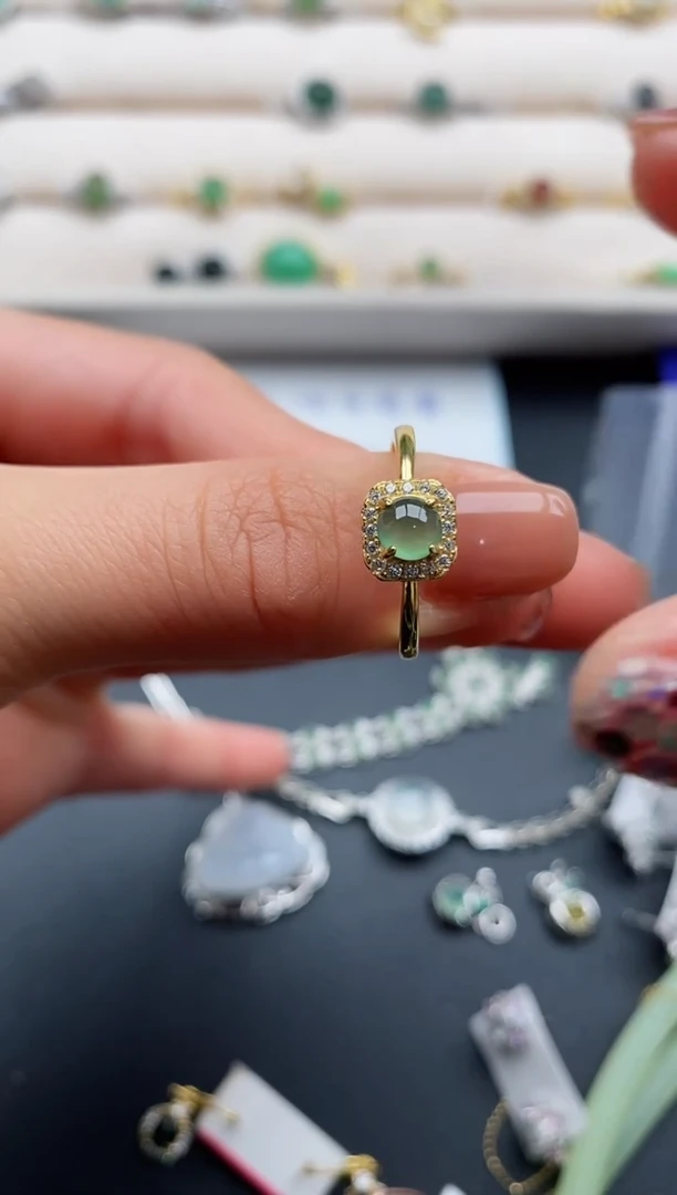 银S925镶嵌戒指翡翠33333333+6