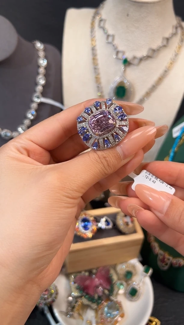 银S925镶嵌锂辉石戒指戒指