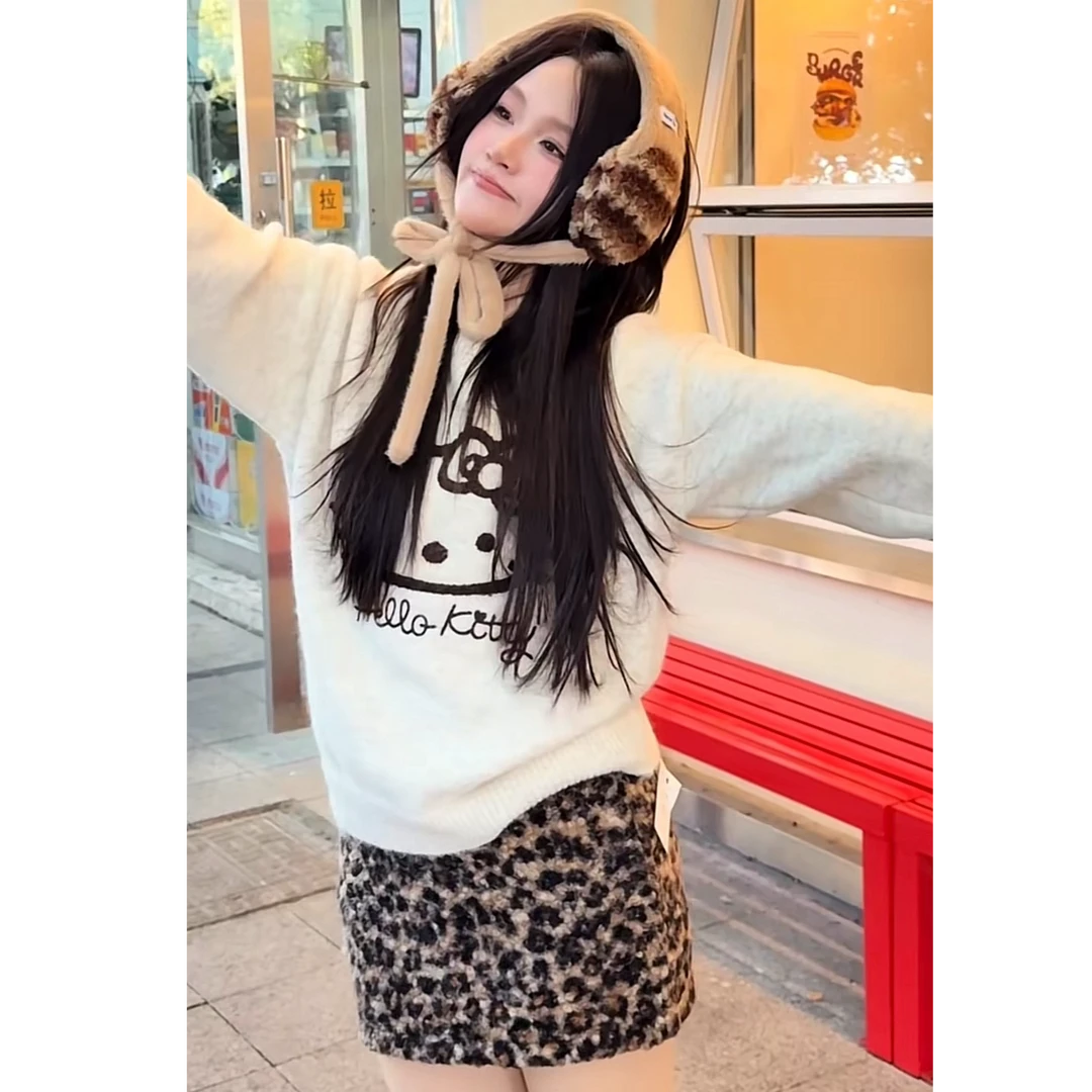 【俏皮圣诞】秋冬女常规袖卡通风毛针织衫毛衫圆领卡通毛衣-2072