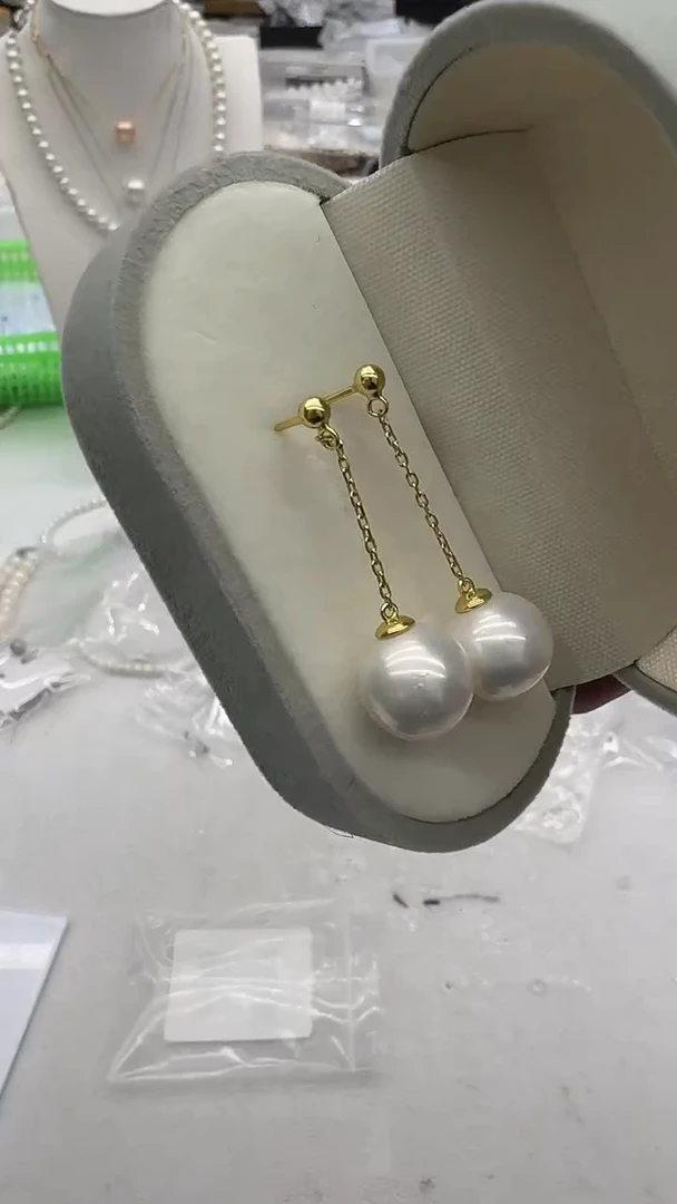 银S925镶嵌耳坠淡水珍珠10-11mm 大风吹