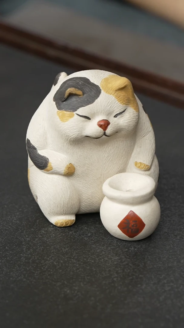 紫砂茶宠小猫香插