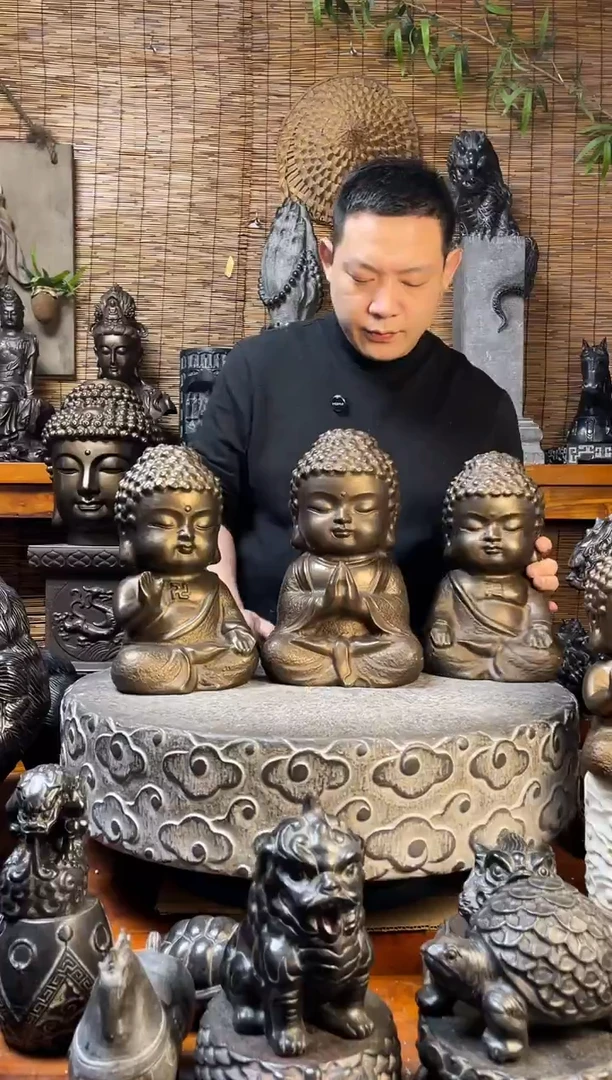 石材32宝宝佛一套天然青石雕刻