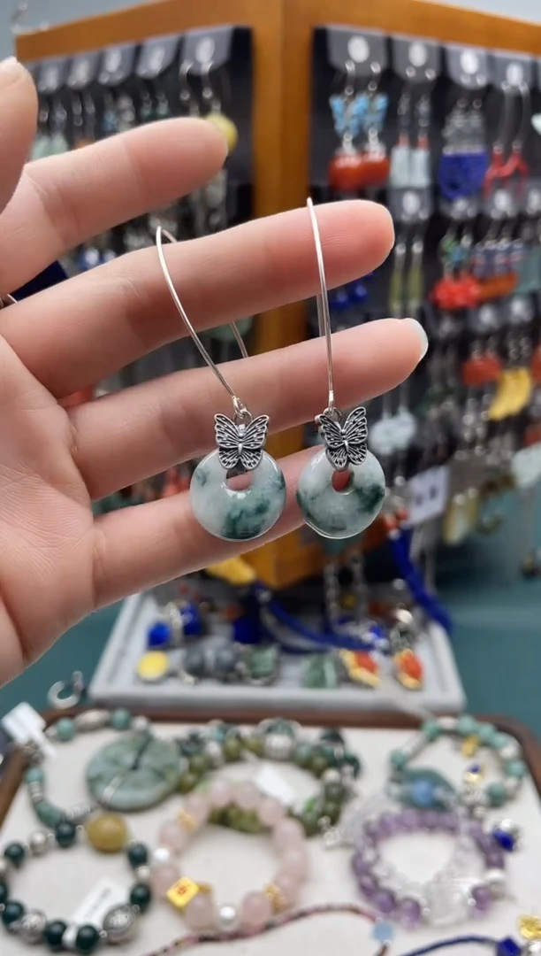 【闪购商品】翡翠银S925镶嵌耳饰饰品