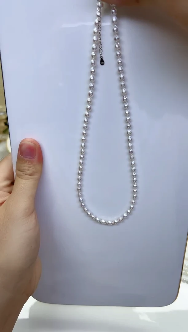 淡水珍珠未镶嵌项链极光白色水滴 4mm