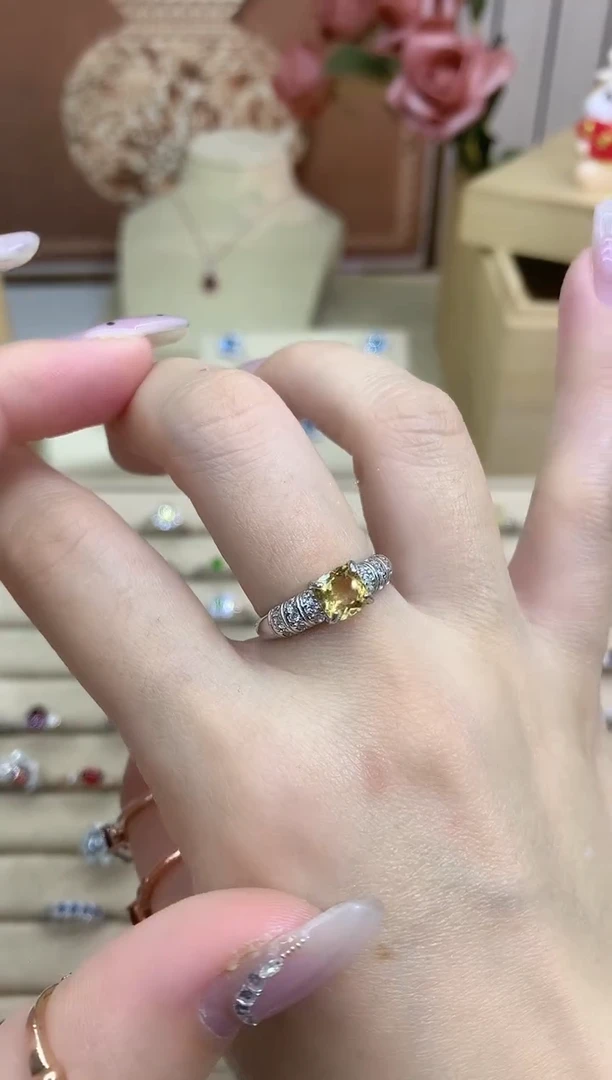 银S925镶嵌戒指黄晶方