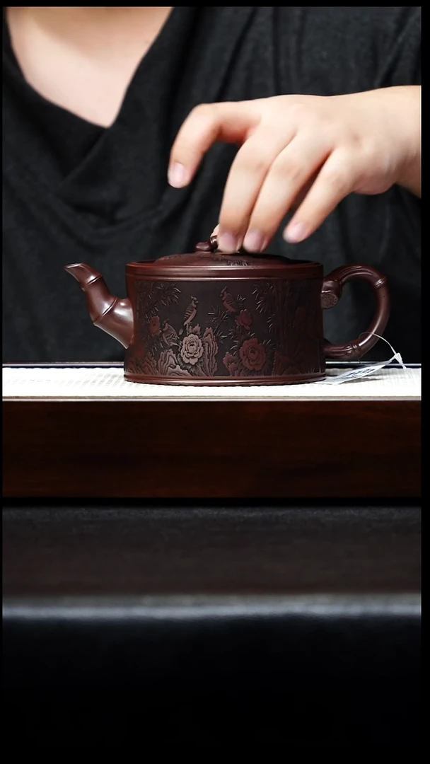 茶壶紫砂竹段 石红