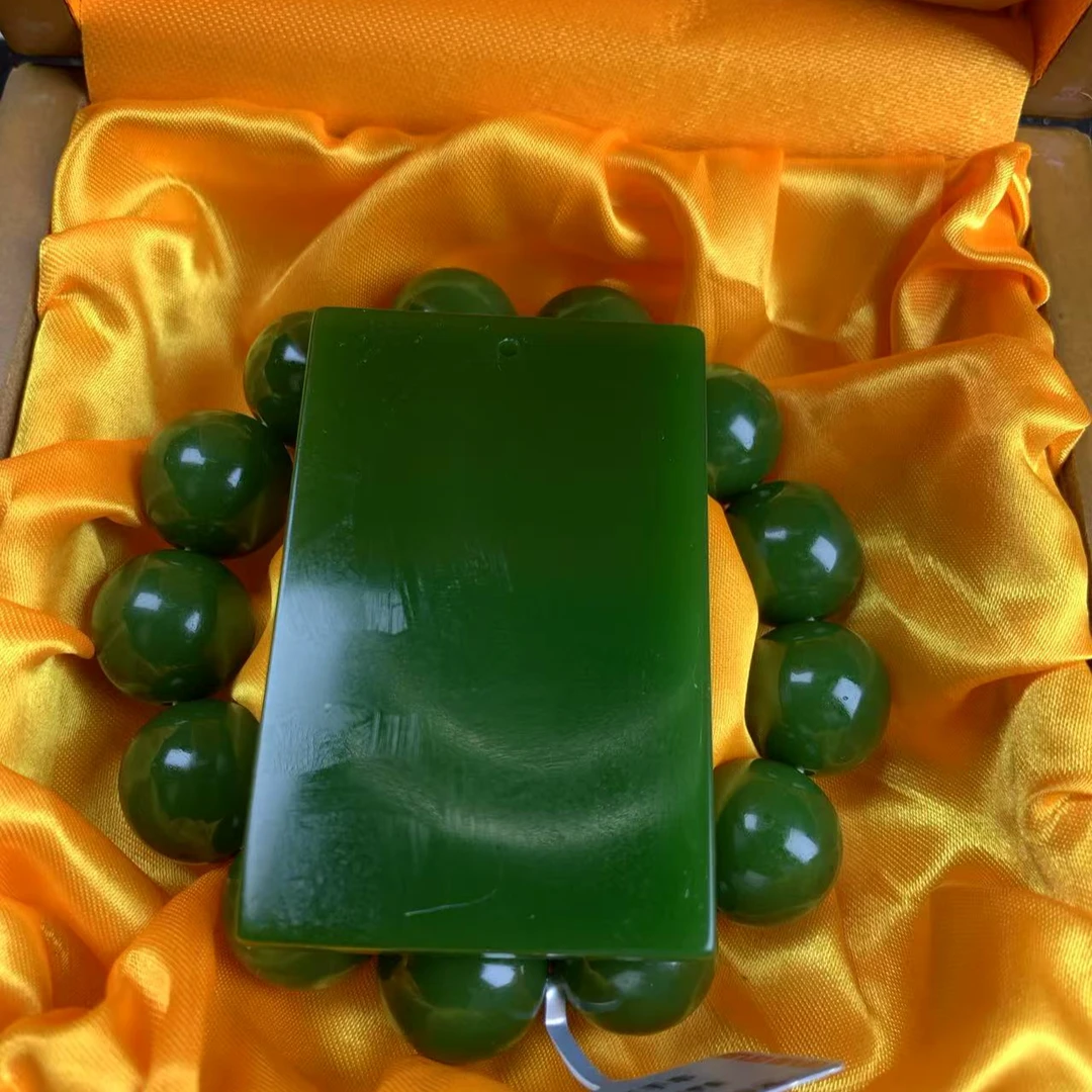 【闪购】和田玉碧玉手串加和田玉碧玉无事牌 159 158