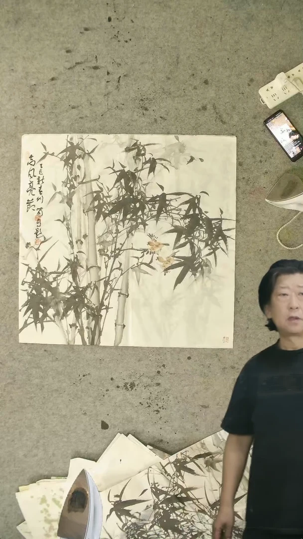 国画墨竹  四尺斗方