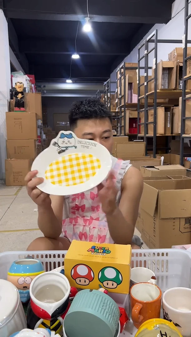 瓷片原盒小八格子盘