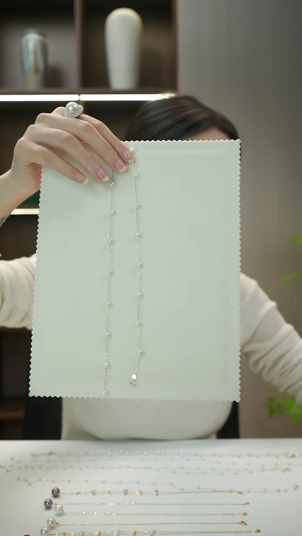 项链银S925镶嵌淡水珍珠  5-6mm满天星锁骨链