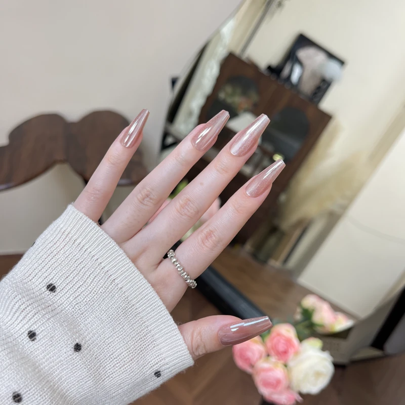 【指尖银河】全甲型猫眼穿戴甲美甲贴片显白日常百搭经典极简风