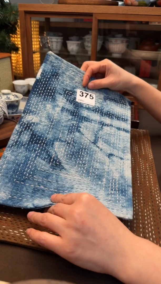 【闪购商品】织绣Cici手作刺子绣植物染柿染茶席-375