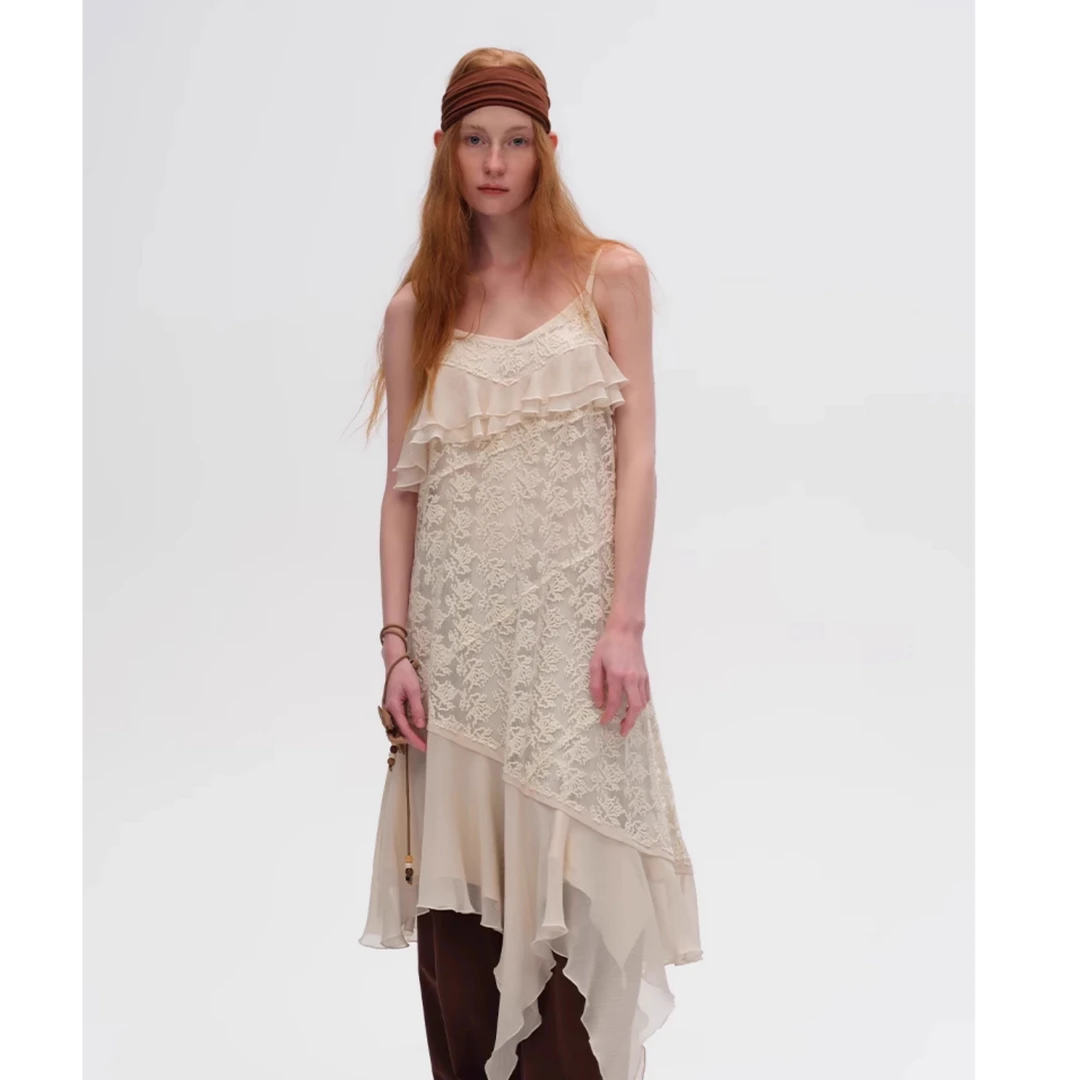 Vena Label 蕾丝拼接吊带连衣裙25年秋V25LSDR27——1080