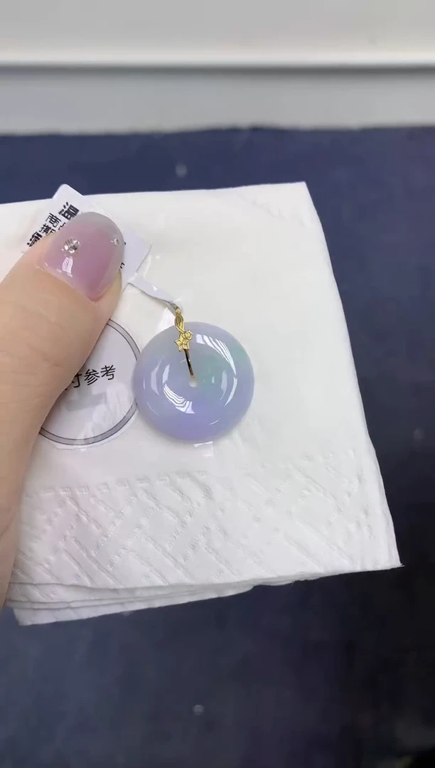 颈饰18K金镶嵌翡翠天然缅甸翡翠A货百元以上9元证书费自理