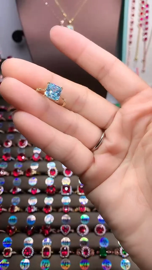 【闪购商品】海蓝宝石戒圈银S925镶嵌金色8