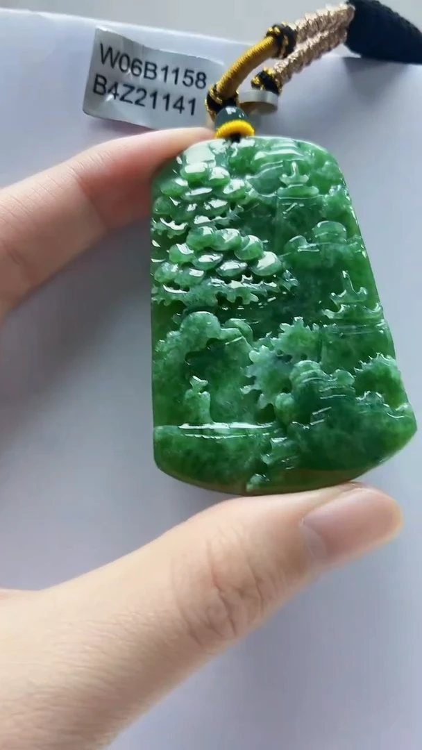 未镶嵌定制翡翠5145zm-毛货挂件48山水
