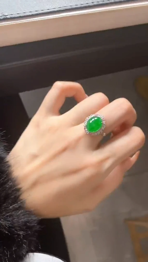 银S925镶嵌戒指翡翠211511