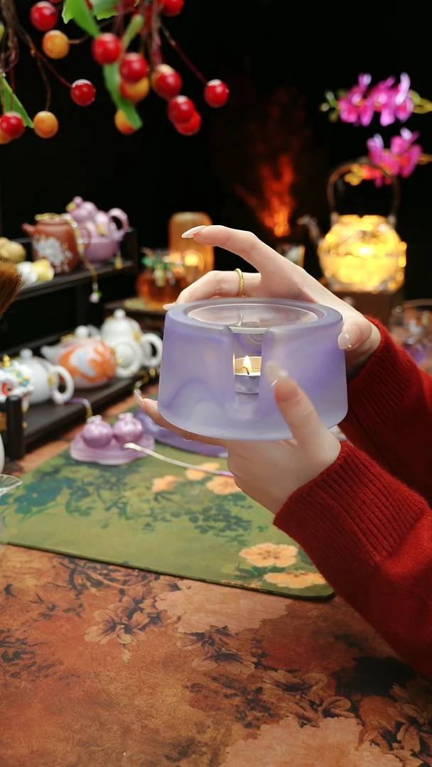 【闪购商品】紫色水晶琉璃蜡烛温茶台