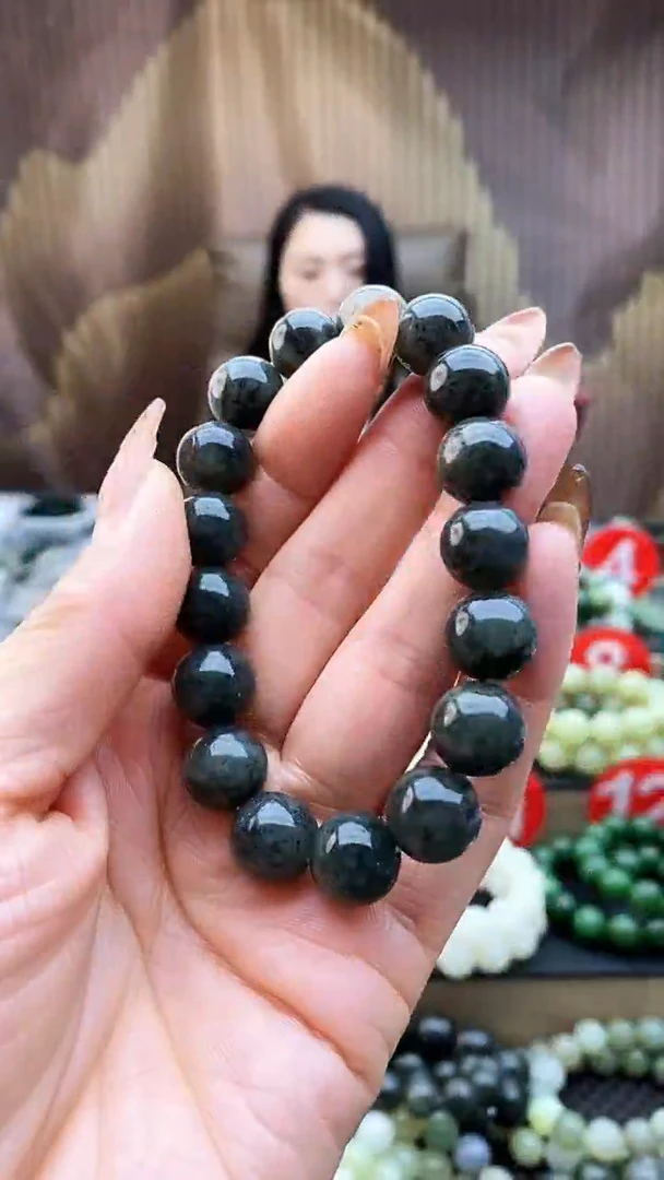 未镶嵌手串和田玉点墨青花12聚墨