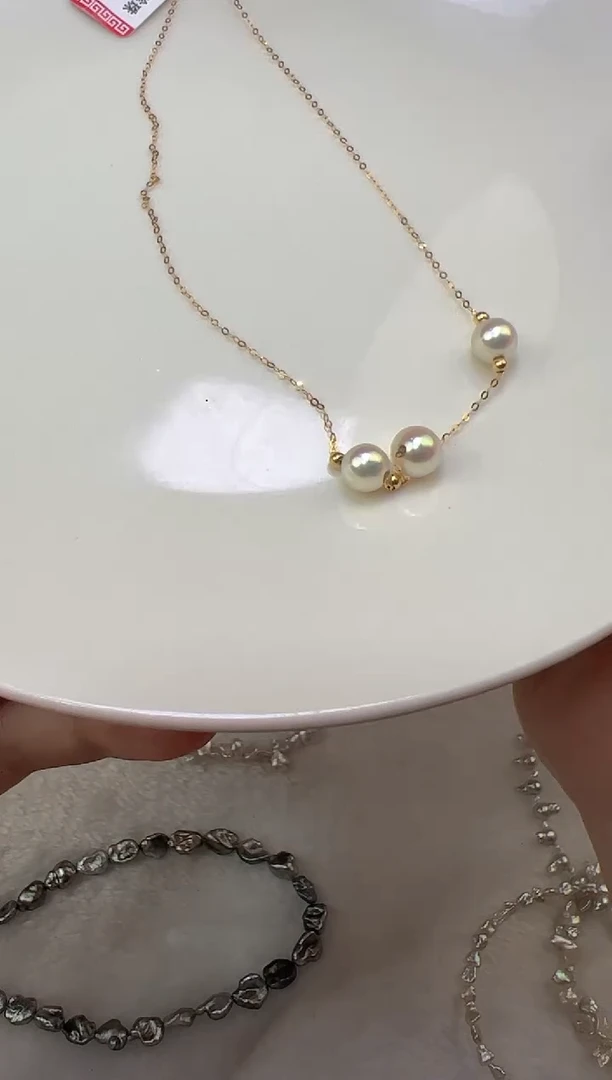 颈饰18K金镶嵌海水珍珠海水珠