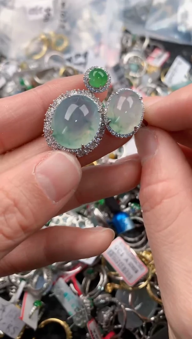 银S925镶嵌戒指翡翠333   8