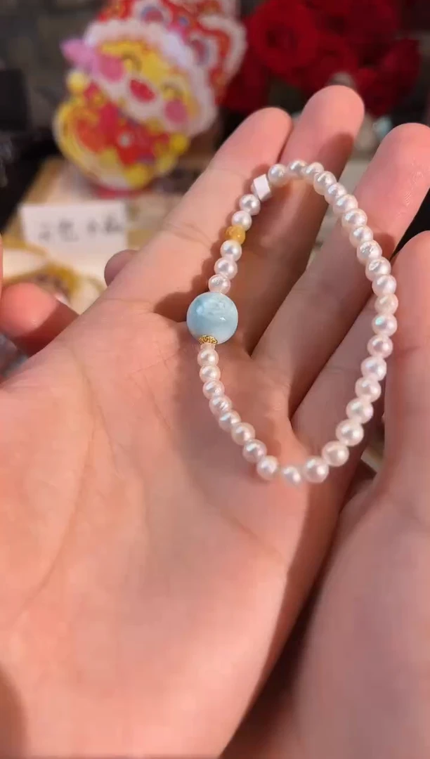 【闪购商品】淡水珍珠手绳银S925镶嵌Q854手串