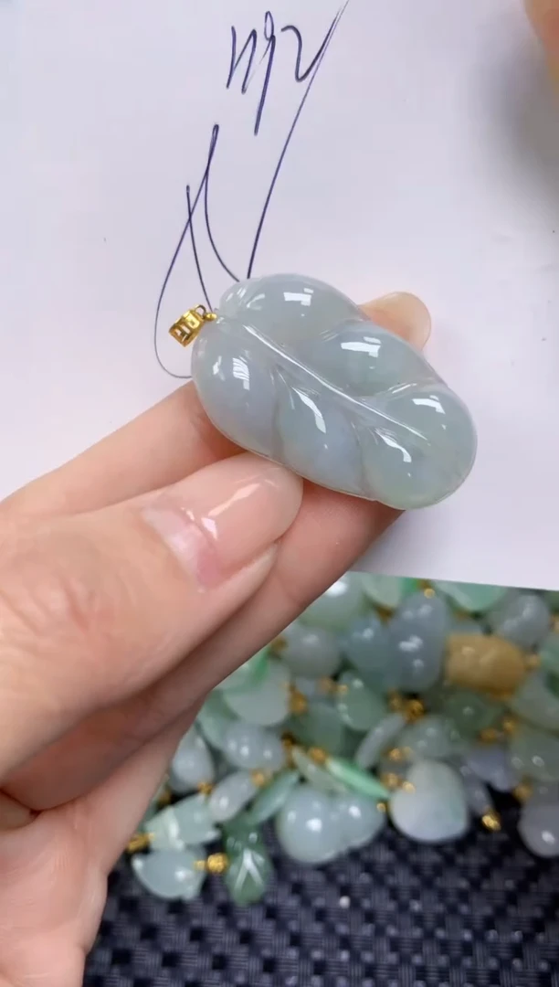 【闪购商品】翡翠颈饰18K金镶嵌天然缅甸A货翡翠