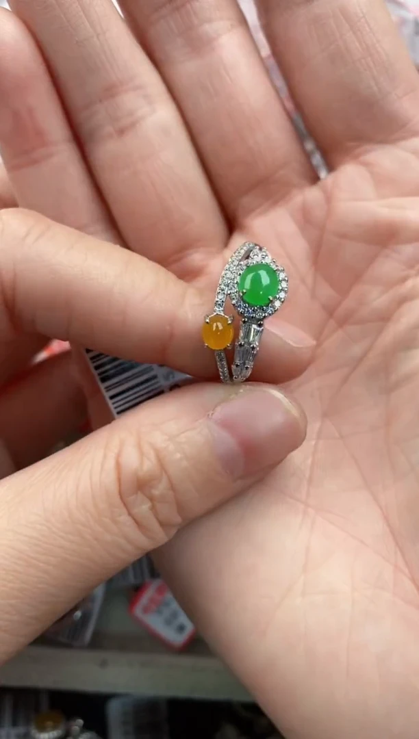 银S925镶嵌戒指翡翠555-----10