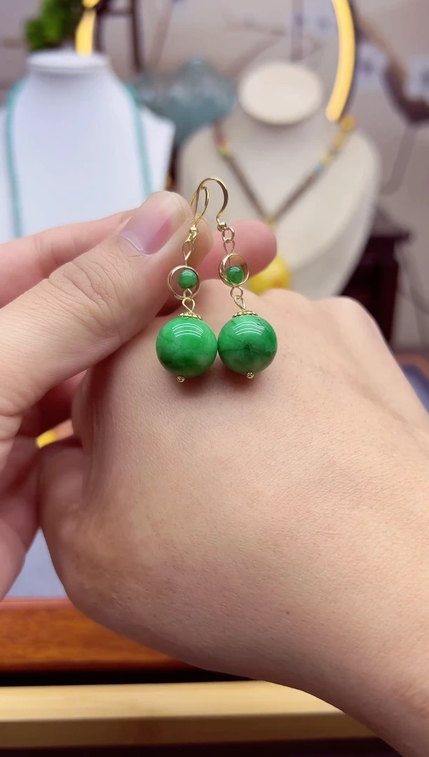 【闪购商品】翡翠耳饰14K金镶嵌e294````````